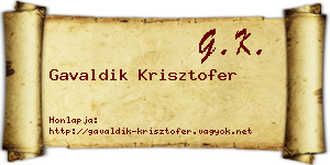 Gavaldik Krisztofer névjegykártya